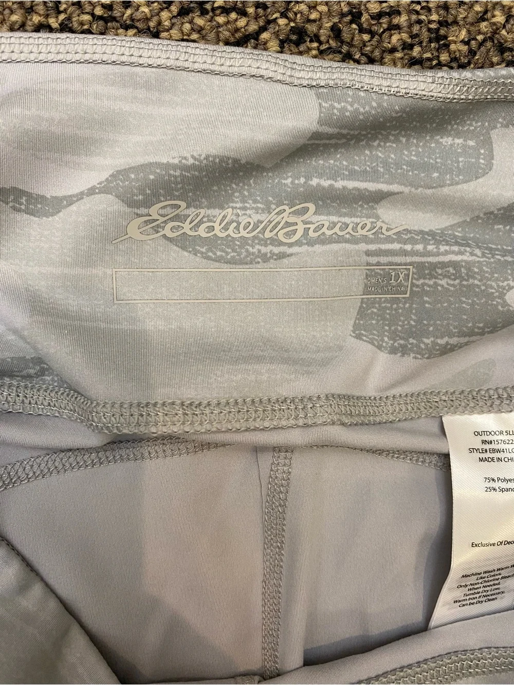Eddie Bauer High Point Compression Gray Camo Leggings - Women's Plus Size 1X